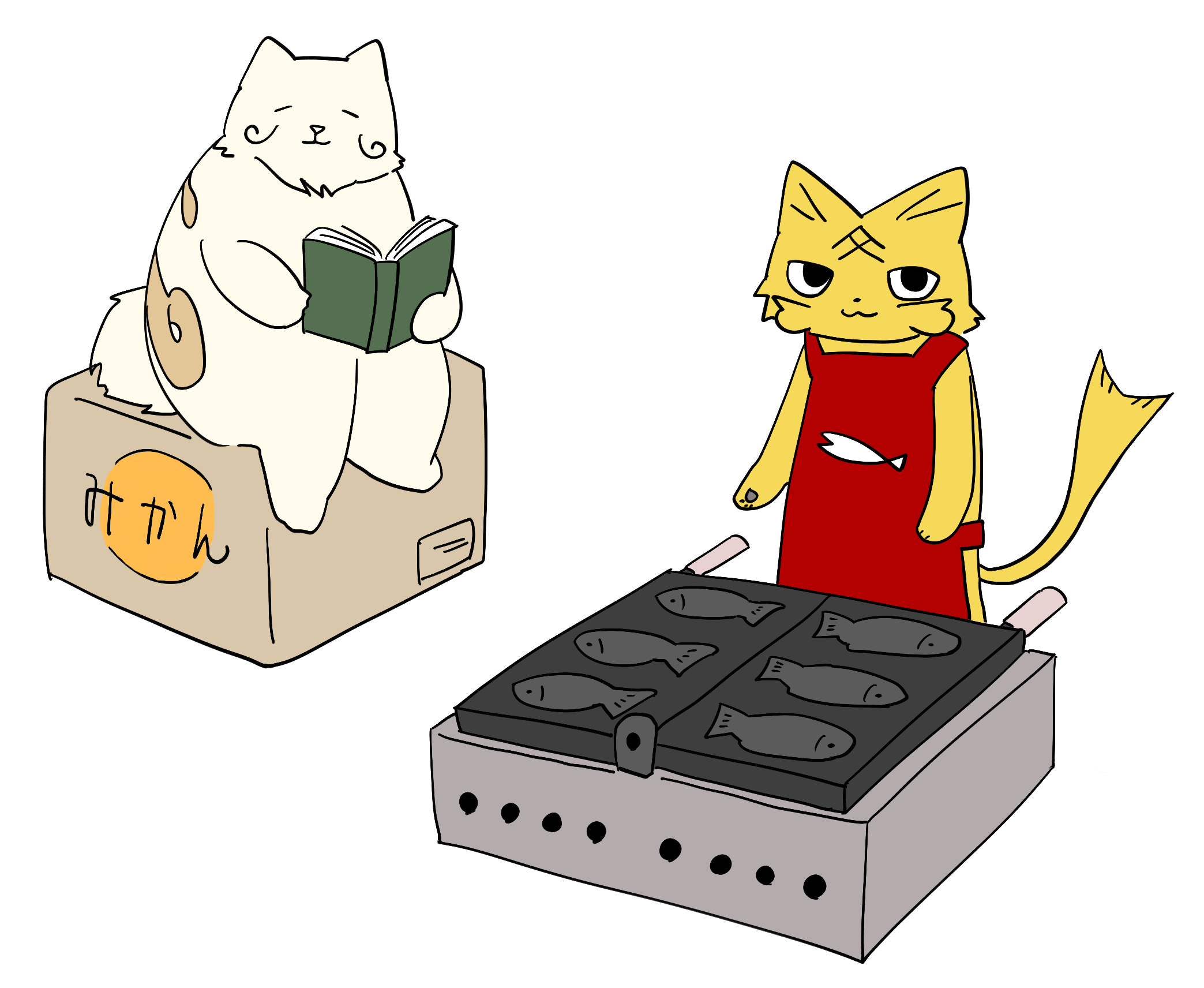 たい焼き屋を営む猫と、本を読む猫のキービジュアル